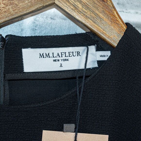 M.M. LAFLEUR Women's The Inez Dress in Black textured Flared skirt sz 2 NWT $240 - Picture 3 of 13